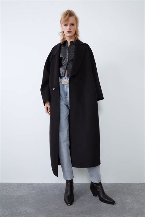 zara oversized black coat.